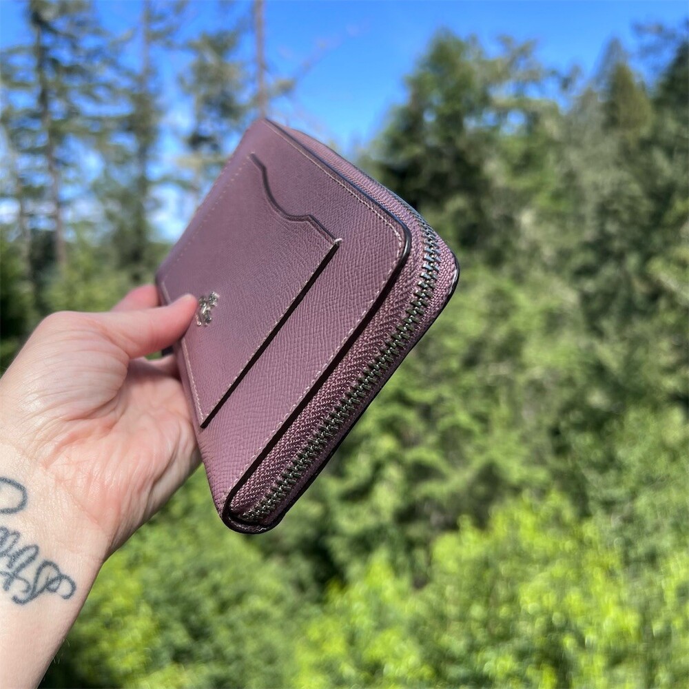 COACH Long Zip-Around Wallet Purple Crossgrain Leather w Gold Hardware AUTHENTIC - Picture 8 of 12